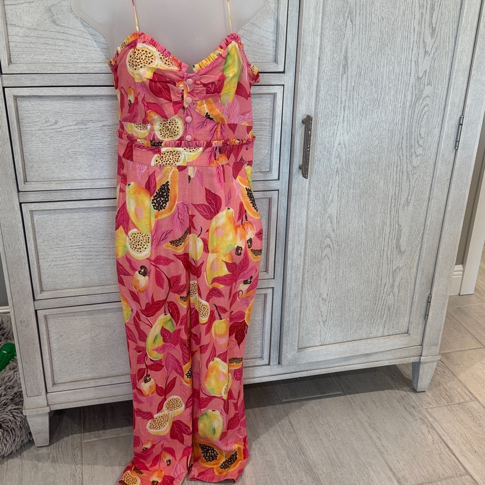 FARM Rio Pink and Yellow Tropical Jumpsuit